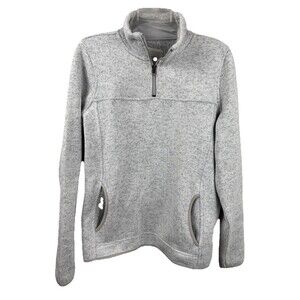 Thread & Supply Pullover Womens Medium Fleece 1/4 Zip Sweater Heather Gray